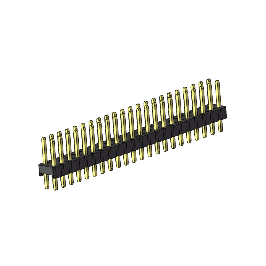 Pitch 2.00mm 180°双排 单塑 排针 L=8.8MM 2X22Pin 黑色 镀全金G/F HF