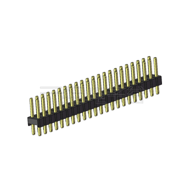 Pitch 2.00mm 180°双排 单塑 排针 L=8.8MM 2X22Pin 黑色 镀全金G/F HF