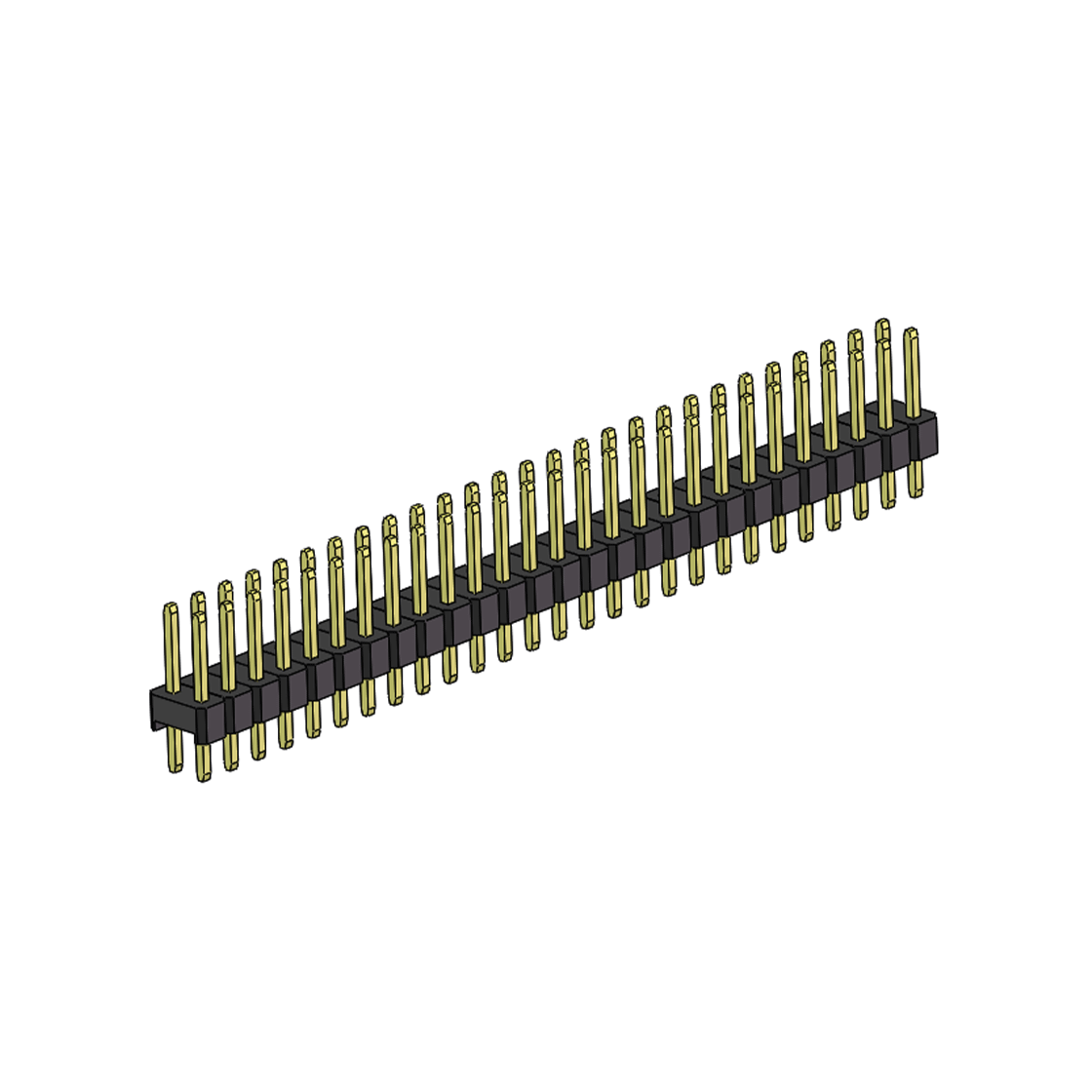 Pitch 2.00mm 180°双排 单塑 排针 L=8.8MM 2X27Pin 黑色 镀全金G/F HF