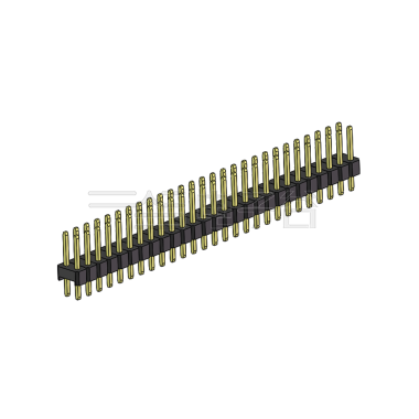 Pitch 2.00mm 180°双排 单塑 排针 L=8.8MM 2X27Pin 黑色 镀全金G/F HF