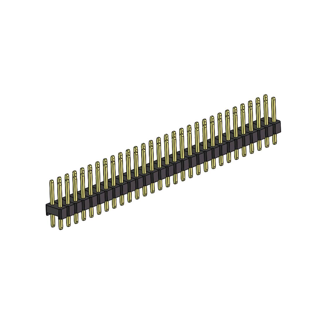 Pitch 2.00mm 180°双排 单塑 排针 L=8.8MM 2X29Pin 黑色 镀全金G/F HF