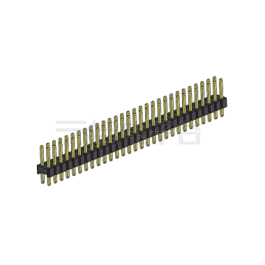 Pitch 2.00mm 180°双排 单塑 排针 L=8.8MM 2X29Pin 黑色 镀全金G/F HF