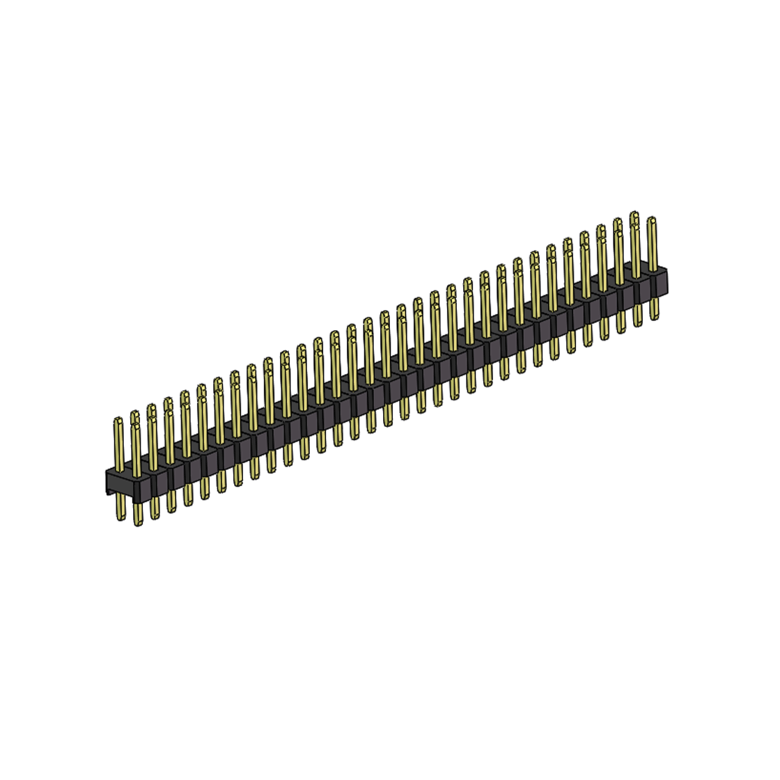 Pitch 2.00mm 180°双排 单塑 排针 L=8.8MM 2X32Pin 黑色 镀全金G/F HF