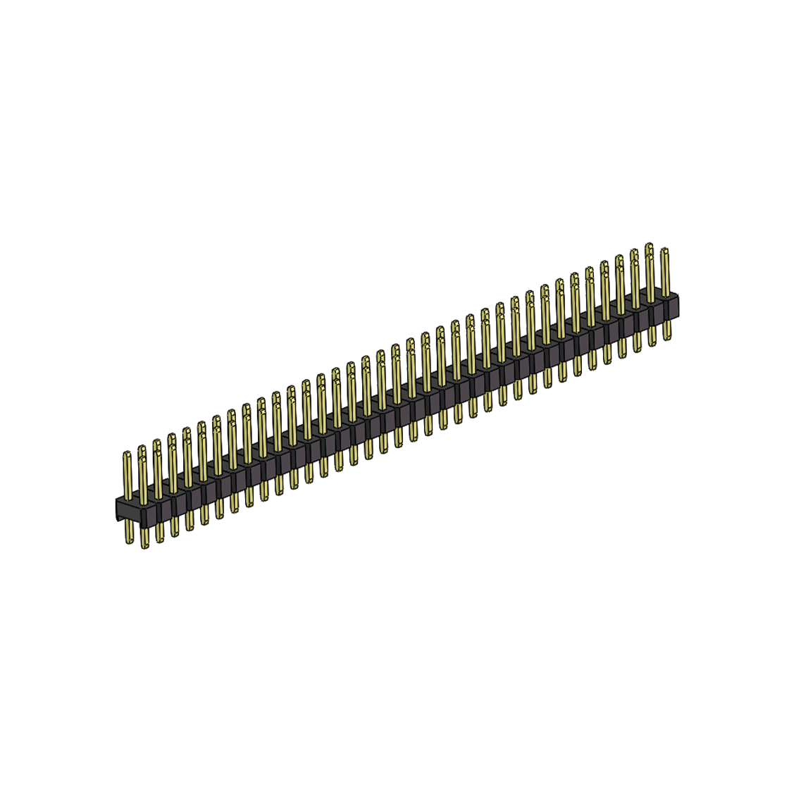 Pitch 2.00mm 180°双排 单塑 排针 L=8.8MM 2X36Pin 黑色 镀全金G/F HF