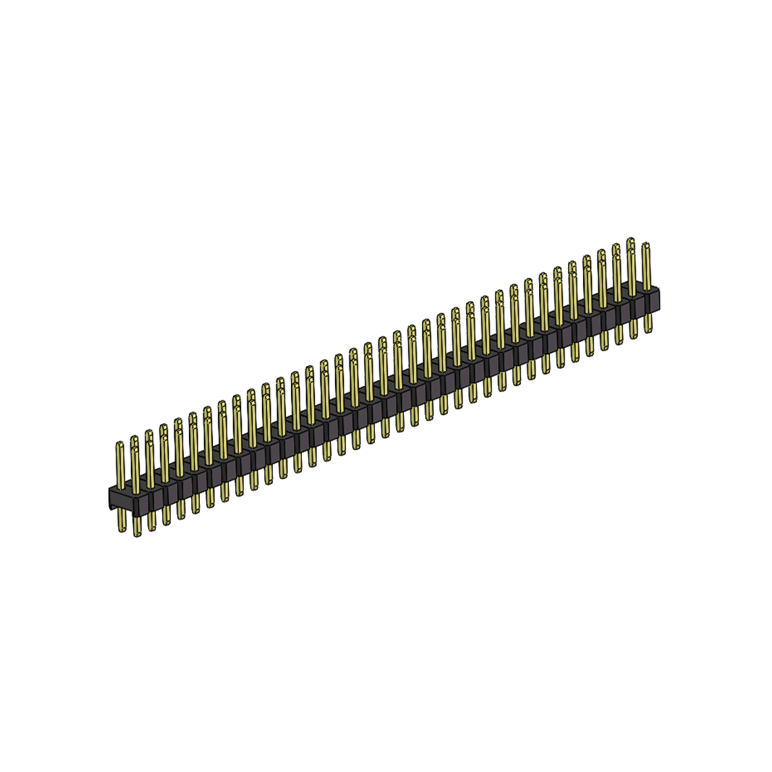 Pitch 2.00mm 180°双排 单塑 排针 L=8.8MM 2X38Pin 黑色 镀全金G/F HF