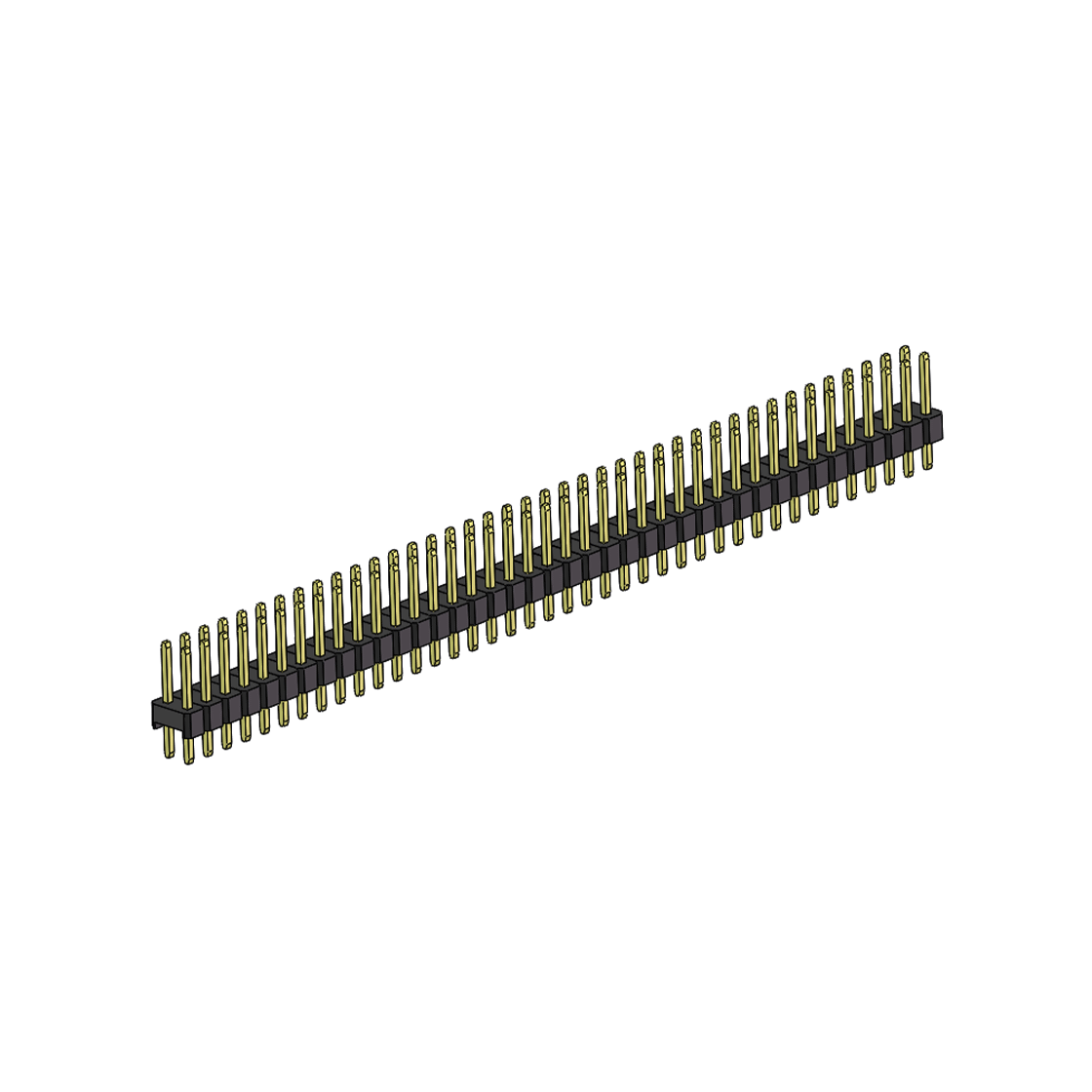 Pitch 2.00mm 180°双排 单塑 排针 L=8.8MM 2X39Pin 黑色 镀全金G/F HF
