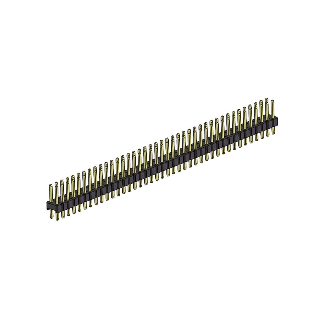 Pitch 2.00mm 180°双排 单塑 排针 L=8.8MM 2X40Pin 黑色 镀全金G/F HF
