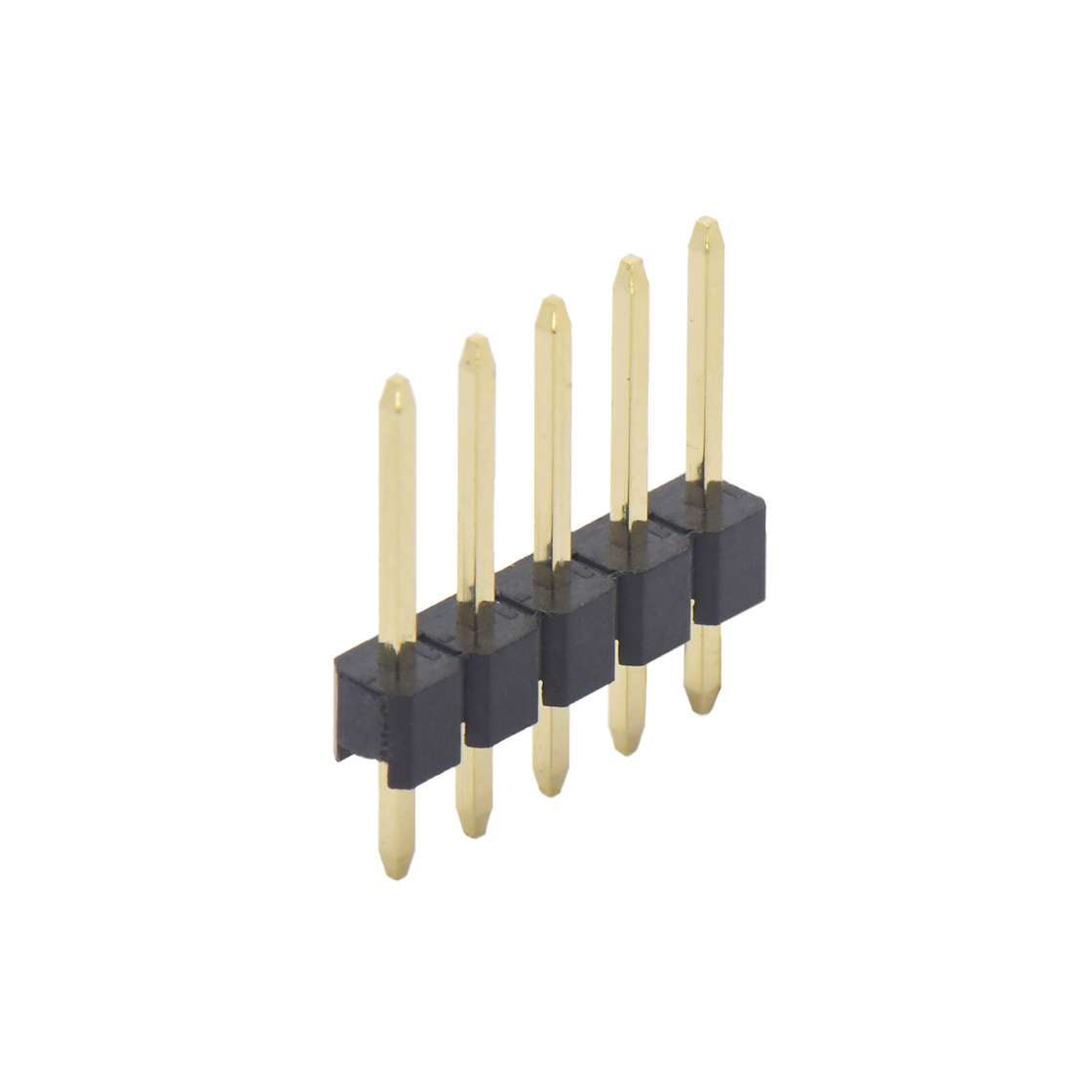 Pitch 2.54mm 180° 单排 DIP 单塑排针 PA:7.5 PC:3.0 L=13.0 05Pin 黑色 PA9T，94V-0 镀全金G/F