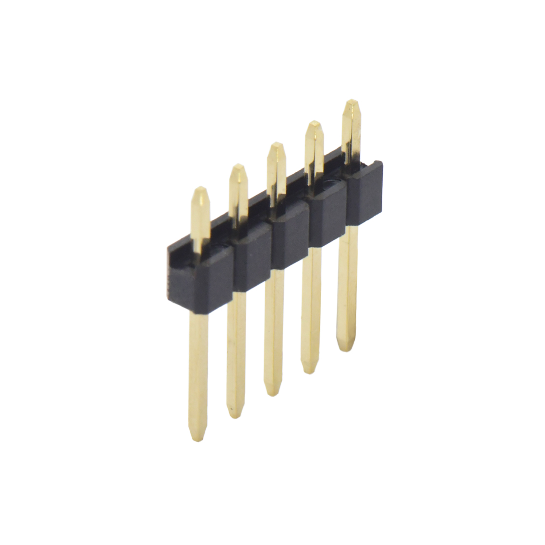 Pitch 2.54mm 180° 单排 DIP 单塑排针 PA:7.5 PC:3.0 L=13.0 05Pin 黑色 PA9T，94V-0 镀全金G/F