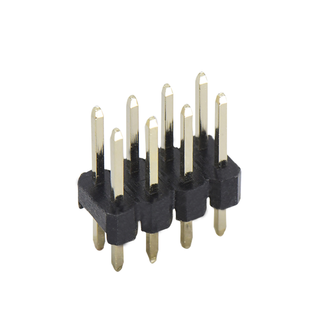 Pitch 2.54mm 180° 双排 DIP 单塑排针 L=11.5MM PC 3.0 2X04Pin 黑色 Brass 镀全金G/F
