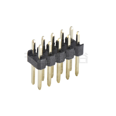 Pitch 2.54mm 180° 双排 DIP 单塑排针 L=11.5MM PC 3.0 2X05Pin 黑色 Brass 镀全金G/F