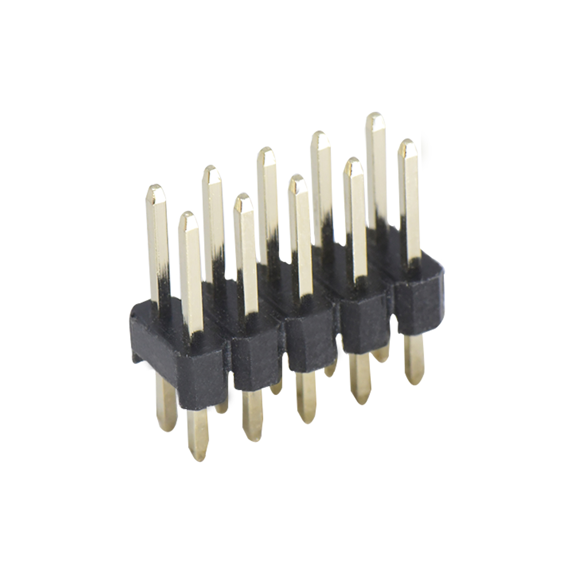 Pitch 2.54mm 180° 双排 DIP 单塑排针 L=11.5MM PC 3.0 2X05Pin 黑色 Brass 镀全金G/F