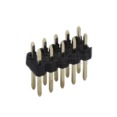 Pitch 2.54mm 180° 双排 DIP 单塑排针 L=11.5MM PC 3.0 2X05Pin 黑色 PA6T，94V-0 镀全金G/F