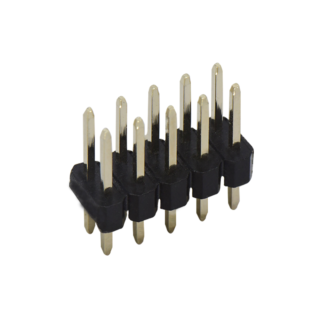 Pitch 2.54mm 180° 双排 DIP 单塑排针 L=11.5MM PC 3.0 2X05Pin 黑色 PA6T，94V-0 镀全金G/F