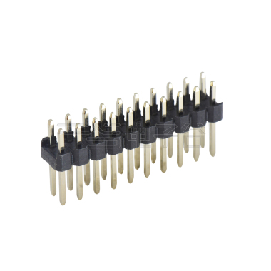 Pitch 2.54mm 180° 双排 DIP 单塑排针 L=11.5MM PC 3.0 2X10Pin 黑色 Brass 镀全金G/F
