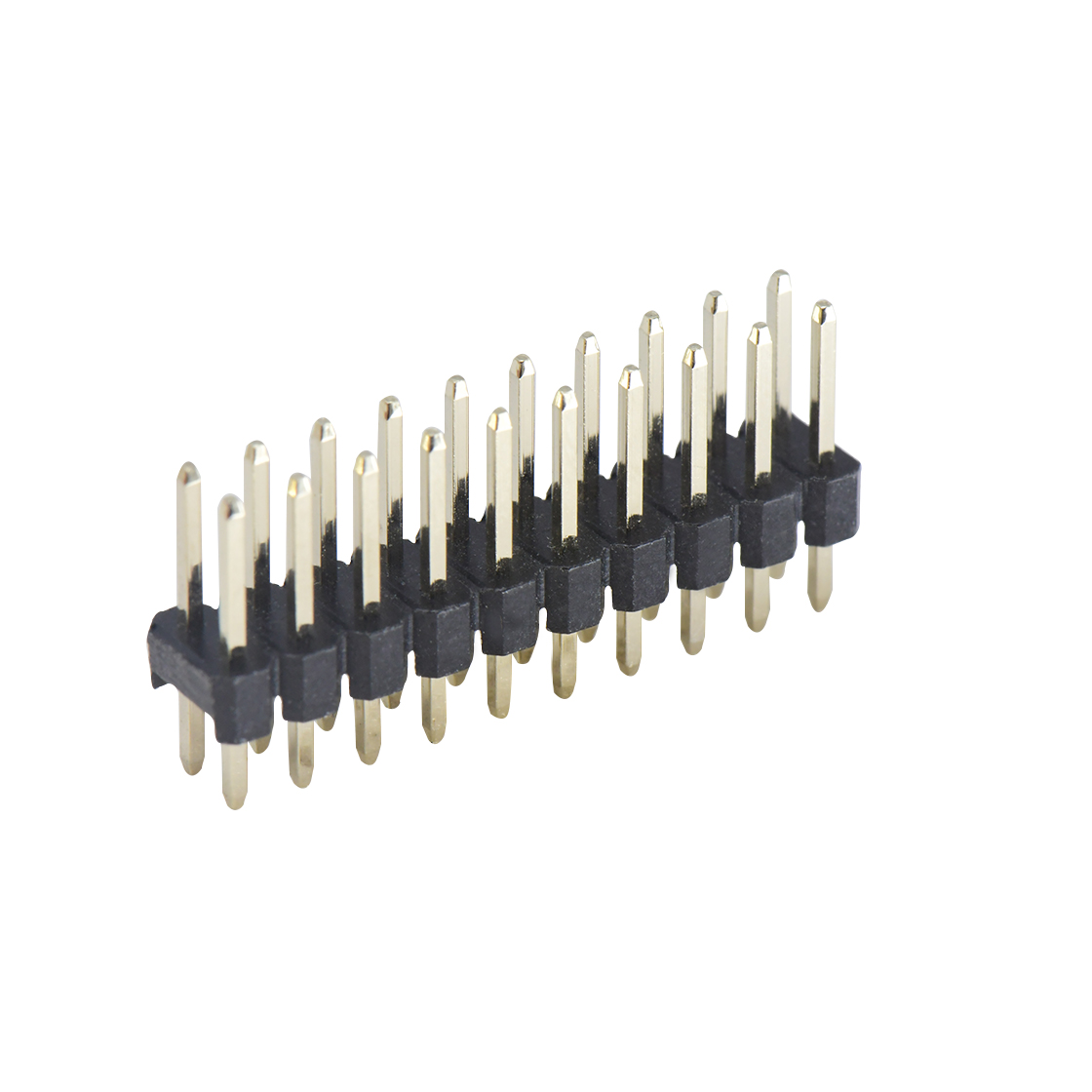 Pitch 2.54mm 180° 双排 DIP 单塑排针 L=11.5MM PC 3.0 2X10Pin 黑色 Brass 镀全金G/F