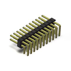 Pitch 2.54mm 90° 双排 DIP 单塑排针 PA:3.6 PC:3.0