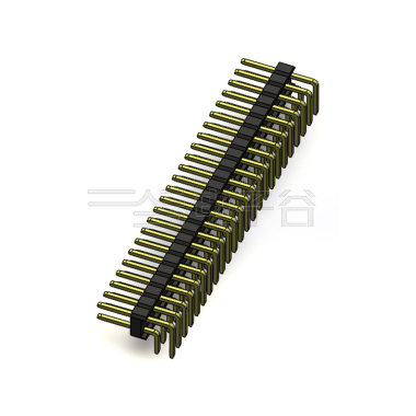 Pitch 2.54mm 90° 双排 DIP 单塑排针 PA:3.6 PC:3.0 2X24Pin 黑色 PA6T，94V-0 镀全金G/F