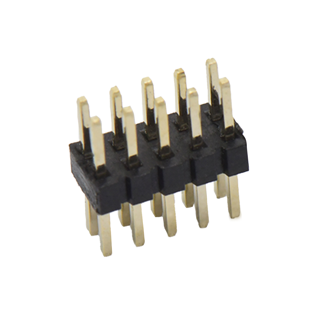 Pitch 1.00mm 180° 双排 DIP排针 塑高1.0mm PA2.0 PC2.0 2X05P 黑色 PA6T，UL94V-0 镀全金G/F