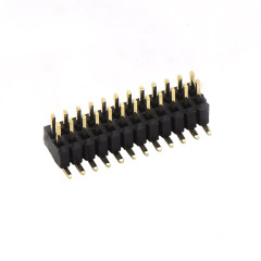 Pitch 1.0mm 180° 双排排针 带柱 SMT+CAP H1.5