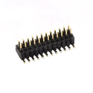 Pitch 1.0mm 180° 双排排针 带柱 SMT+CAP H1.5
 2X12P 黑色 PA9T,UL94V-0 镀全金G/F