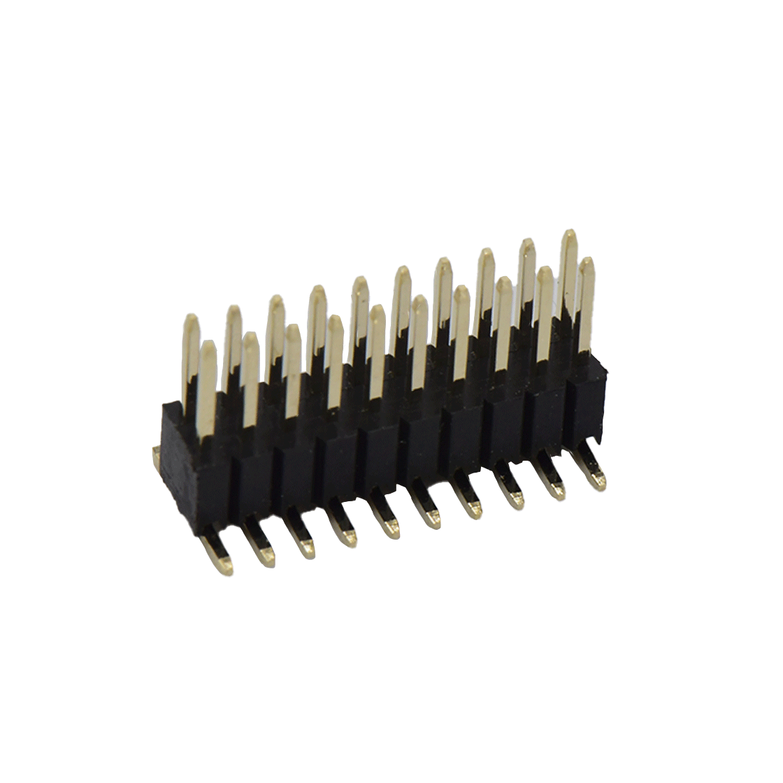 Pitch 1.27mm 180° 双排 SMT H2.5W3.0 排针 PC5.5 PA3.8 2X10P 黑色 PA9T，94V-0 镀全金G/F