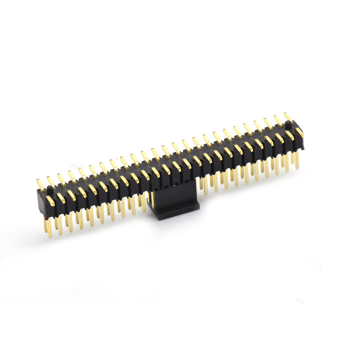 Pitch 1.27mm 180° 双排 SMT H2.5W3.0 排针 PC5.5 PA3.0 2X25P 黑色 PA9T，94V-0 镀全金G/F