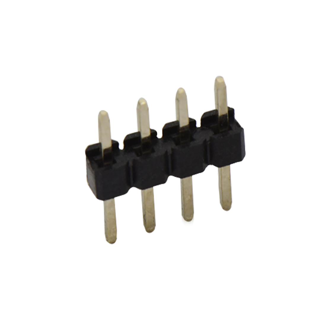 Pitch 2.00mm 180° 单排 DIP 单塑排针 L=8.8 04Pin 黑色 镀全金G/F