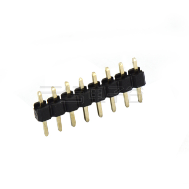 Pitch 2.00mm 180° 单排 DIP 单塑排针 L=8.8 08Pin 黑色 镀全金G/F