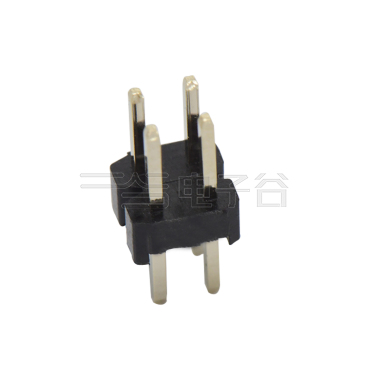 Pitch 2.00mm 180º 双排 DIP H2.0 W4.0 单塑排针 PA3.9 PC2.8 L=8.7 2X02Pin 黑色 PA6T,94V-0 镀全金G/F