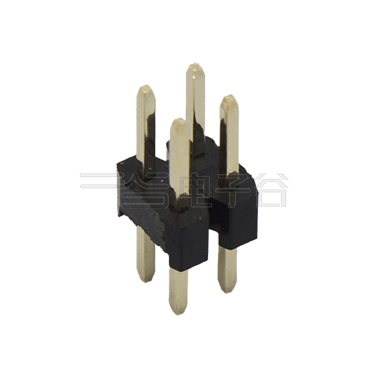 Pitch 2.00mm 180° 双排 DIP H2.0 W4.0 单塑排针 PA3.9 PC2.8 L=8.7 2X02Pin 黑色 PA9T，94V-0 镀全金G/F
