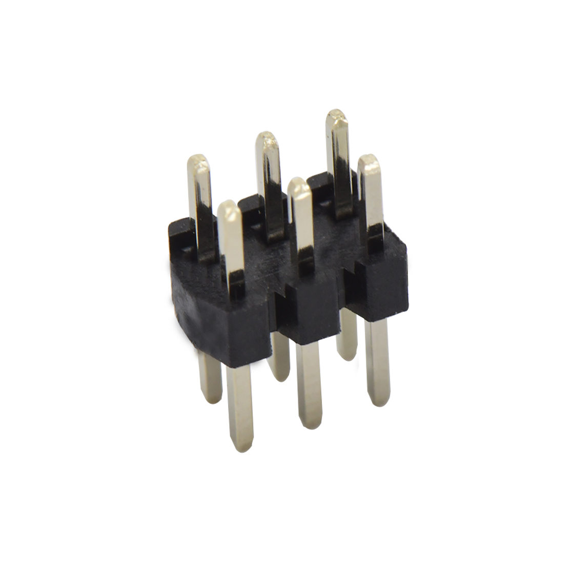 Pitch 2.00mm 180º 双排 DIP H2.0 W4.0 单塑排针 PA3.9 PC2.8 L=8.7 2X03Pin 黑色 PA6T,94V-0 镀全金G/F