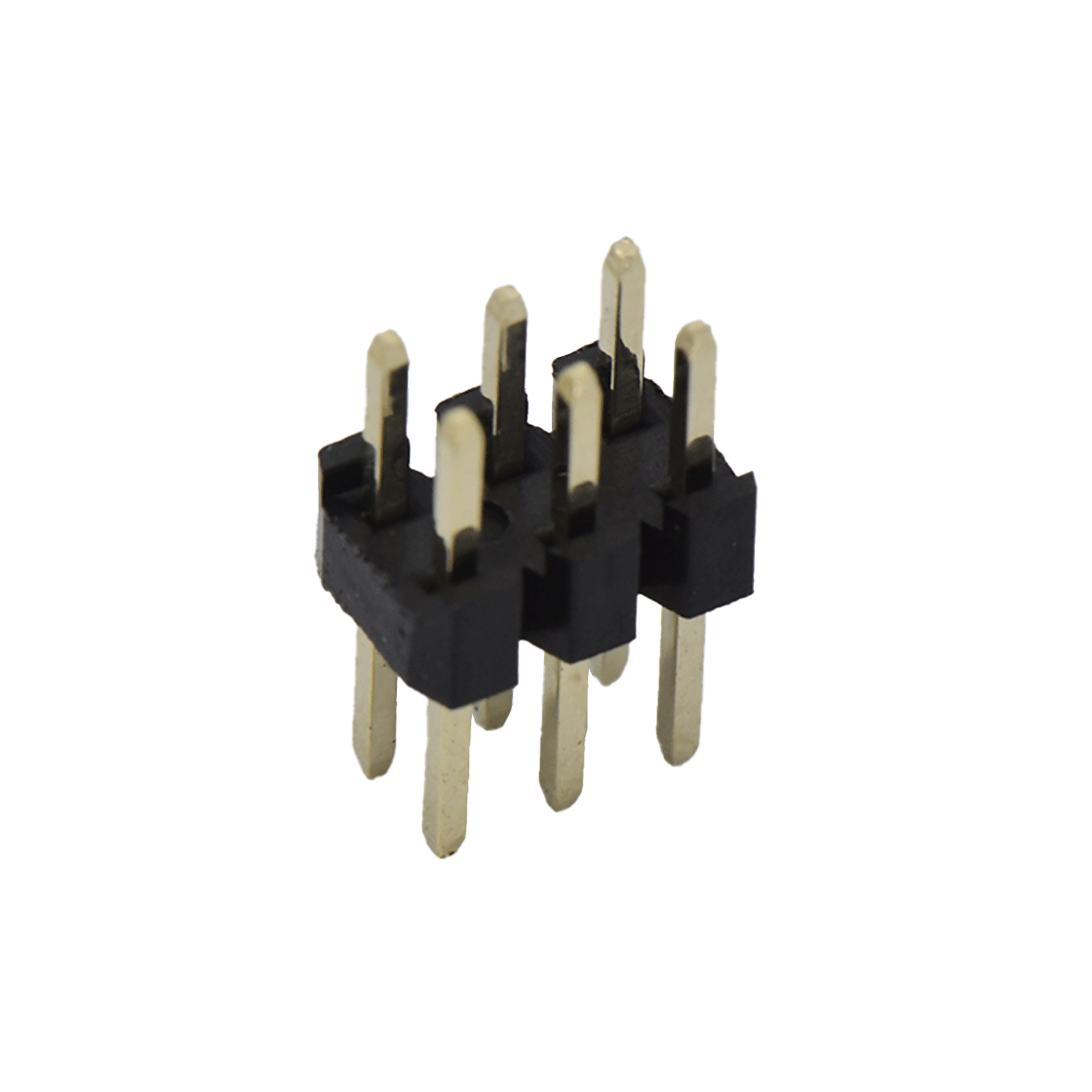 Pitch 2.00mm 180° 双排 DIP H2.0 W4.0 单塑排针 PA3.9 PC2.8 L=8.7 2X03Pin 黑色 PA9T，94V-0 镀全金G/F