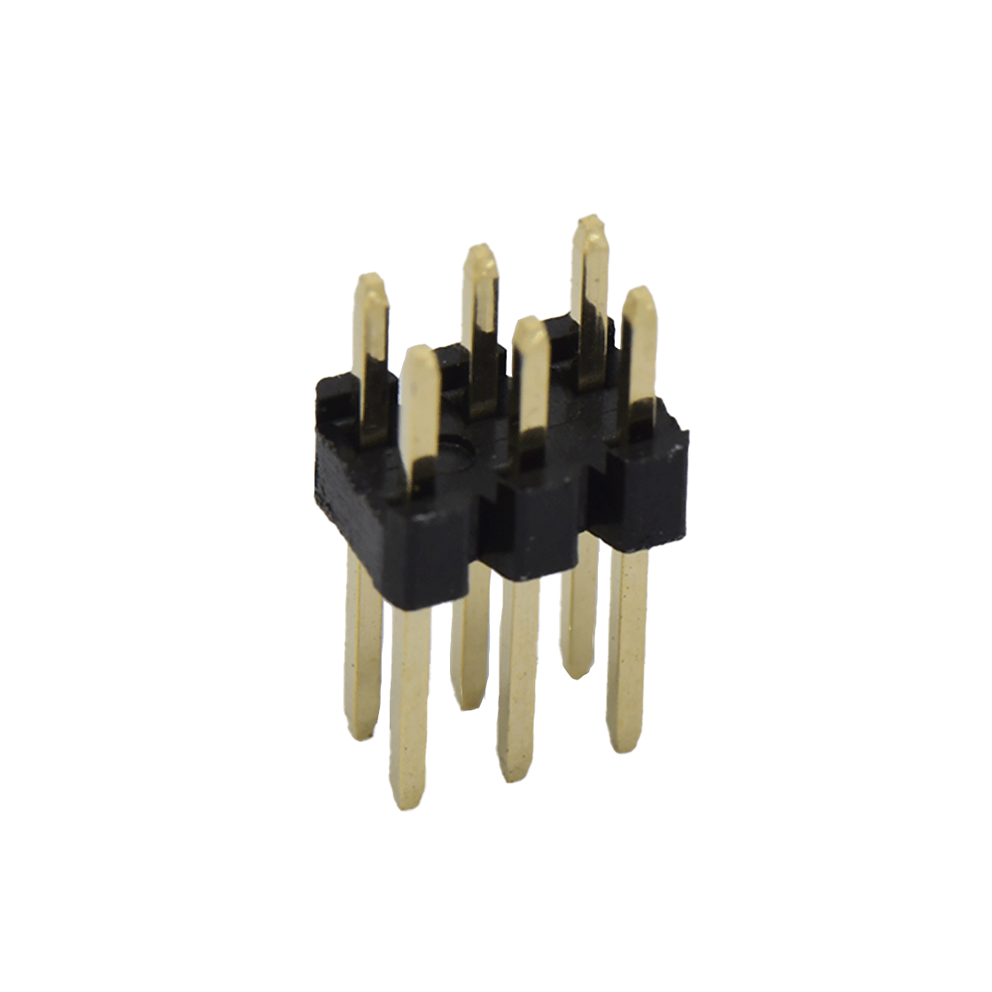 Pitch 2.00mm 180° 双排 DIP H2.0 W4.0 单塑排针 PA5.3 2X03Pin 黑色 PA9T，94V-0 镀全金G/F
