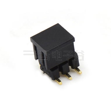 Pitch 2.00mm 180° 双排 SMT 单塑排针 SMT+CAP PC6.5 2X03Pin 黑色 镀全金G/F