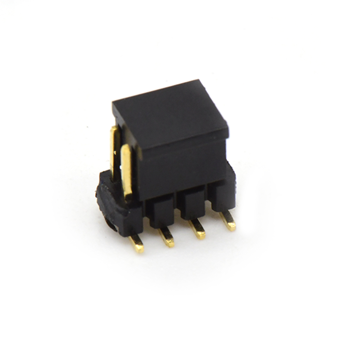 Pitch 2.00mm 180° 双排 SMT 单塑排针 SMT+CAP PC6.5 2X04Pin 黑色 镀全金G/F