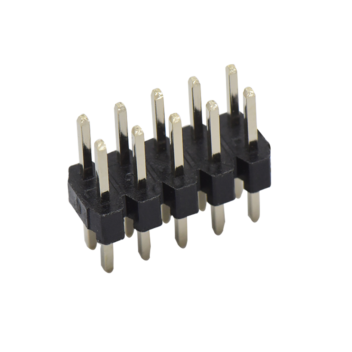 Pitch 2.00mm 180º 双排 DIP H2.0 W4.0 单塑排针 PA3.9 PC2.8 L=8.7 2X05Pin 黑色 PA6T,94V-0 镀全金G/F