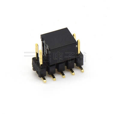 Pitch 2.00mm 180° 双排 SMT 单塑排针 SMT+CAP PC6.5 2X05Pin 黑色 镀全金G/F