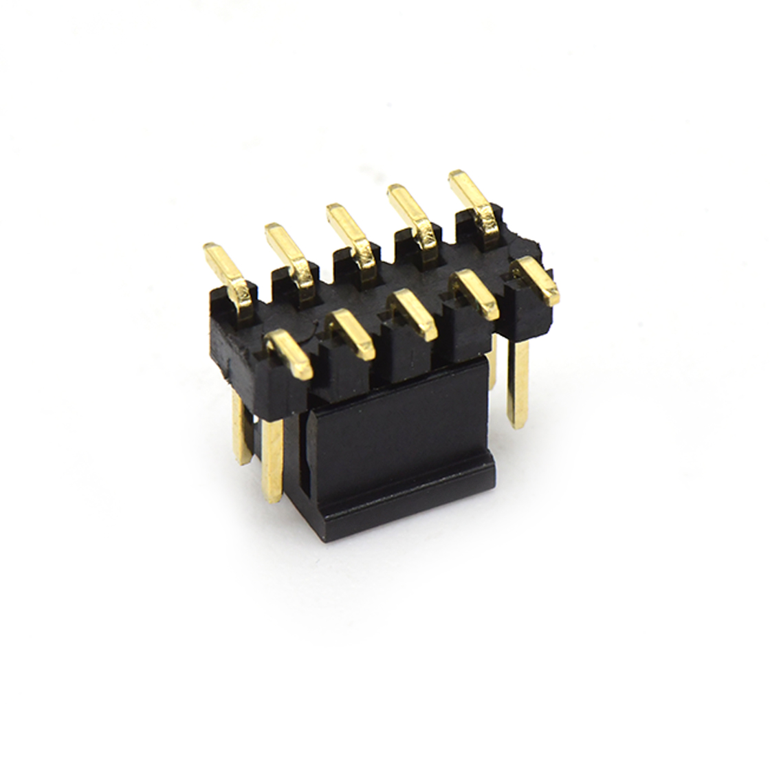 Pitch 2.00mm 180° 双排 SMT 单塑排针 SMT+CAP PC6.5 2X05Pin 黑色 镀全金G/F