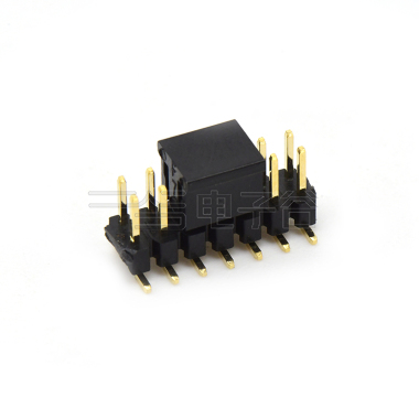 Pitch 2.00mm 180° 双排 SMT 单塑排针 SMT+CAP PC6.5 2X07Pin 黑色 镀全金G/F