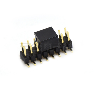 Pitch 2.00mm 180° 双排 SMT 单塑排针 SMT+CAP PC6.5 2X08Pin 黑色 镀全金G/F