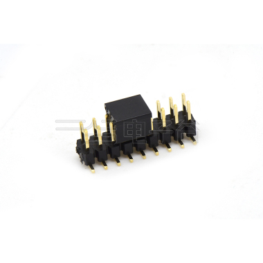 Pitch 2.00mm 180° 双排 SMT 单塑排针 SMT+CAP PC6.5 2X09Pin 黑色 镀全金G/F