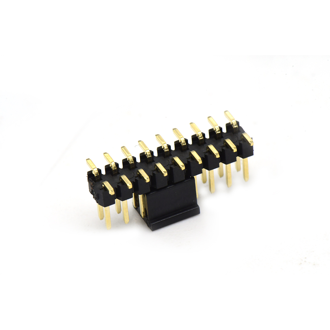 Pitch 2.00mm 180° 双排 SMT 单塑排针 SMT+CAP PC6.5 2X09Pin 黑色 镀全金G/F