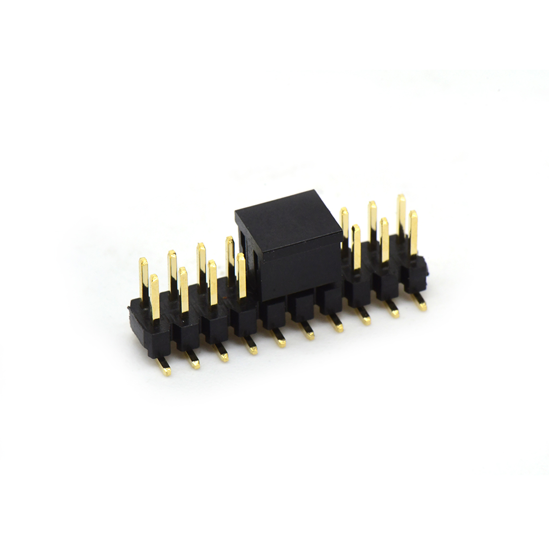 Pitch 2.00mm 180° 双排 SMT 单塑排针 SMT+CAP PC6.5 2X10Pin 黑色 镀全金G/F