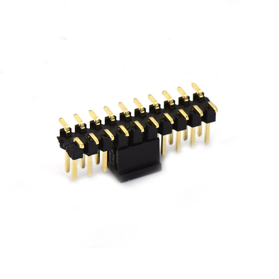 Pitch 2.00mm 180° 双排 SMT 单塑排针 SMT+CAP PC6.5 2X10Pin 黑色 镀全金G/F