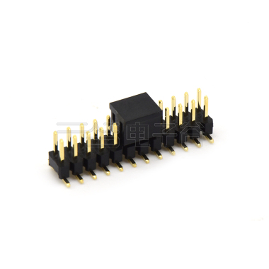 Pitch 2.00mm 180° 双排 SMT 单塑排针 SMT+CAP PC6.5 2X12Pin 黑色 镀全金G/F