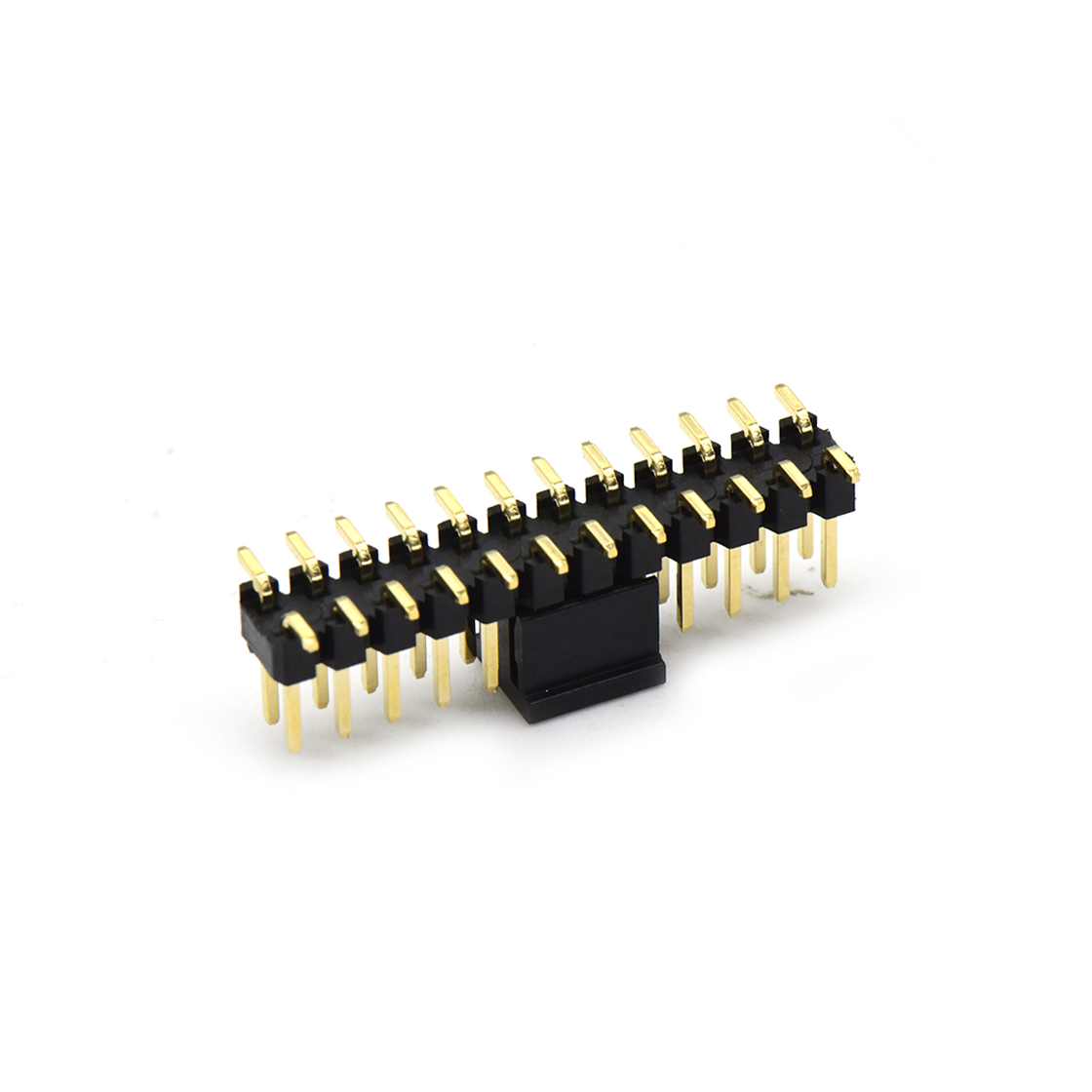 Pitch 2.00mm 180° 双排 SMT 单塑排针 SMT+CAP PC6.5 2X12Pin 黑色 镀全金G/F