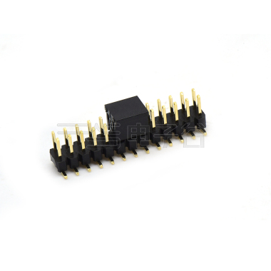 Pitch 2.00mm 180° 双排 SMT 单塑排针 SMT+CAP PC6.5 2X13Pin 黑色 镀全金G/F