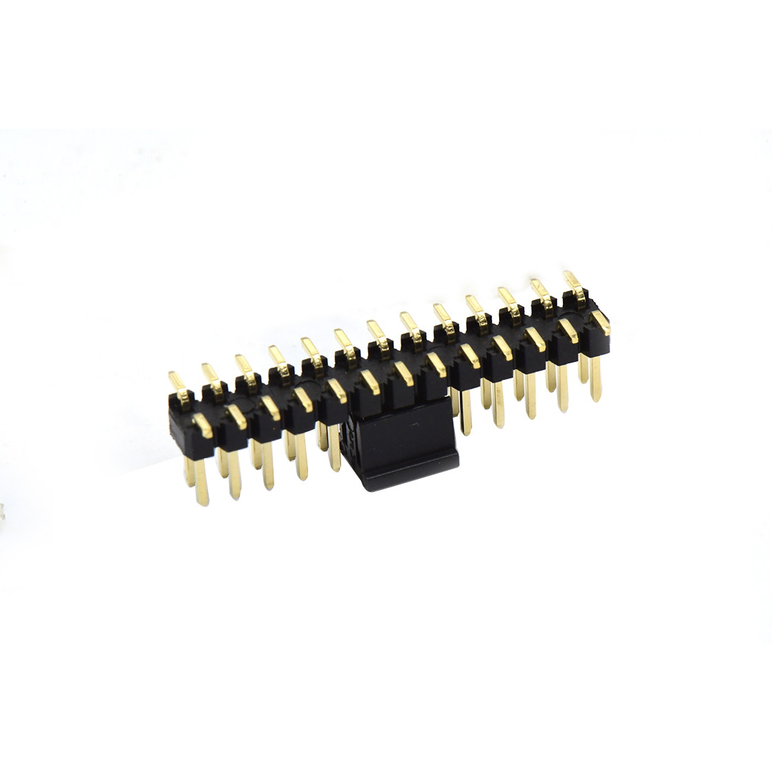 Pitch 2.00mm 180° 双排 SMT 单塑排针 SMT+CAP PC6.5 2X13Pin 黑色 PA9T,94V-0 镀金足1U