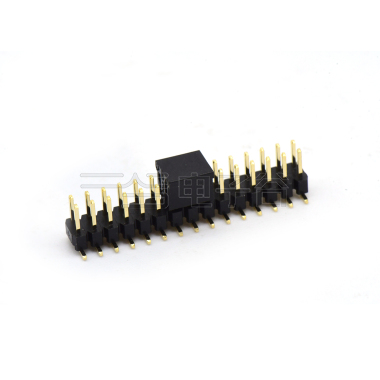 Pitch 2.00mm 180° 双排 SMT 单塑排针 SMT+CAP PC6.5 2X15Pin 黑色 镀全金G/F